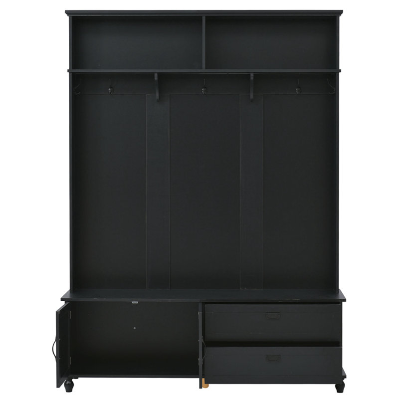 Red Barrel Studio® Hall Tree 59'' Wide with Bench and Shoe Storage